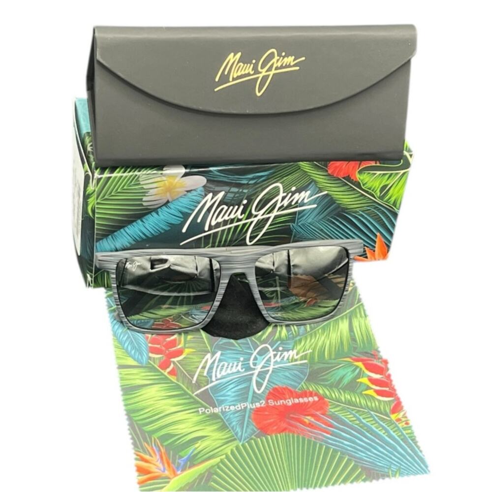 Maui Jim One Way Sunglasses Grey Stripe Frame Polarized Neutral Grey Lenses